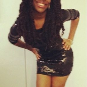 Stunning Zig Zag Sequin Little Black Dress